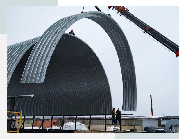 Полукруглые ангары в Обнинске